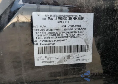 2010 Mazda 6 S from USA, damaged, VIN 1YVHZ8CB2A5M09927